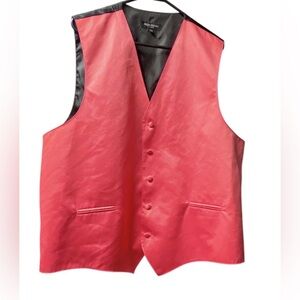 Marc Ferrier Formal Tie Vest Mens 2XL Pocket Square Soft Pink Prom Dance Wedding